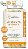 DACHA Nutrition Natural Liposomal Vitamin C - Buffered 1200mg Collagen & Immune System Booster, Anti Aging Skin Vitamins, Anti Inflammatory, Sodium Ascorbate, Sunflower Lecithin, Lypo Spheric