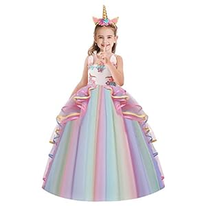HOIZOSG Meisjes Eenhoorn Verjaardagskostuum Prinses Tule Jurk Mouwloos Halloween Carnaval Kerstfeest Bruiloft Pageant…
