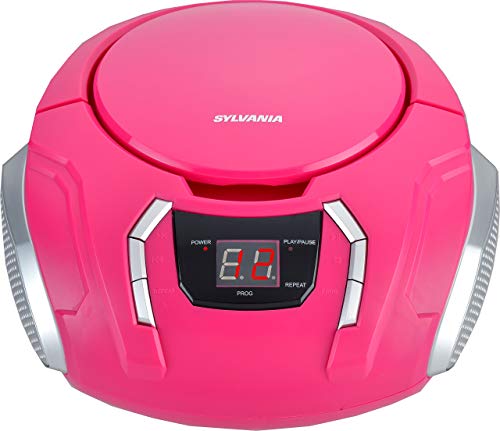 Sylvania SRCD261-B-Pink Portable CD Boombox with AM/FM Radio, Pink (Certified Refurbished)