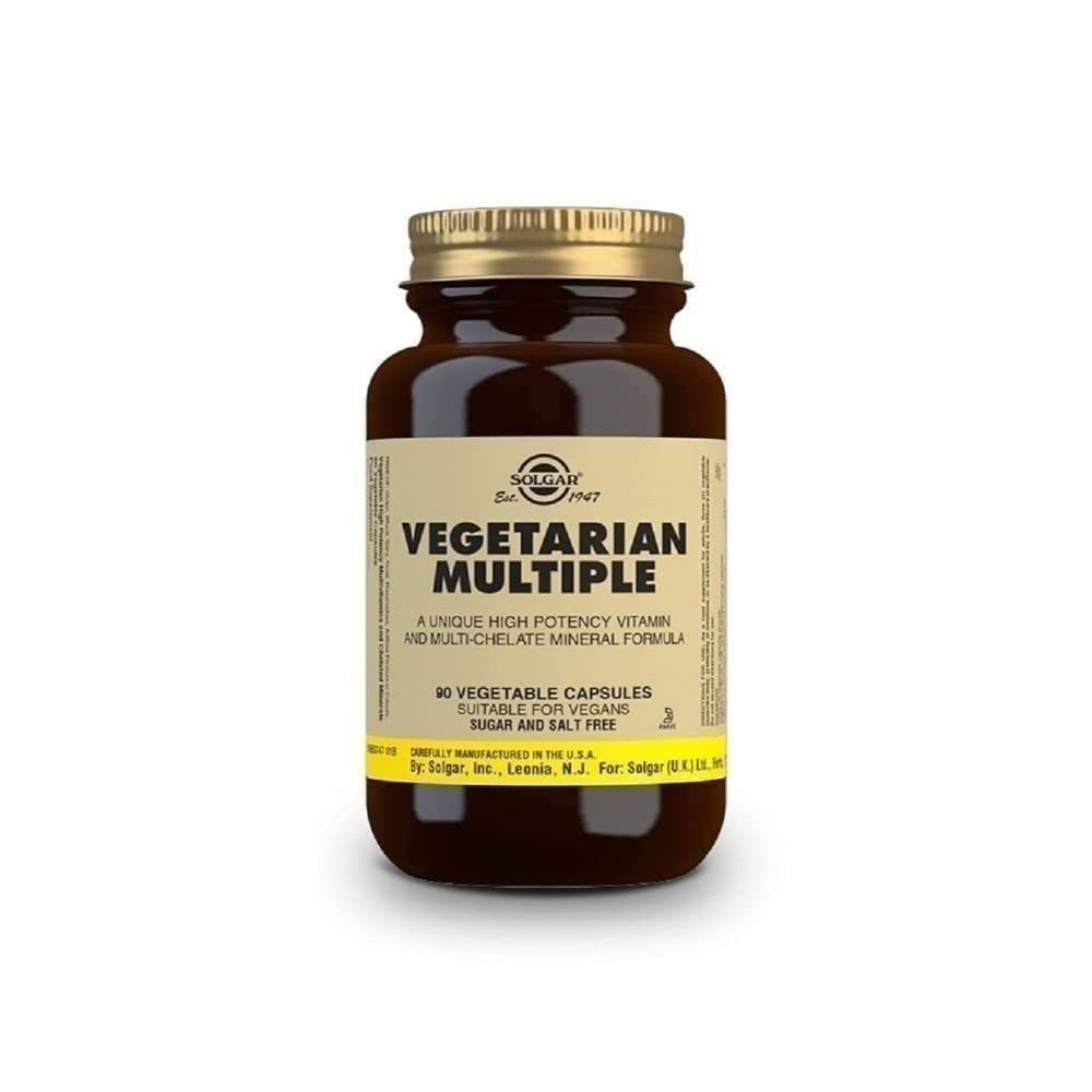 Solgar Vegetarian Multiple Vegetable Capsules - Rich in Iron, Essential Vitamins & Minerals - Contains B12 and B Complex - Health Supplement - Vegan, Vegetarian, Kosher - Pack of 90