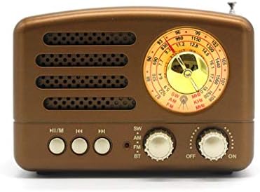 Portable Retro Radio Handheld Receiver AM FM SW+bluetooth Speaker AUX USB TF MP3 Phone Music Player Rechargeable (Color : Brown)