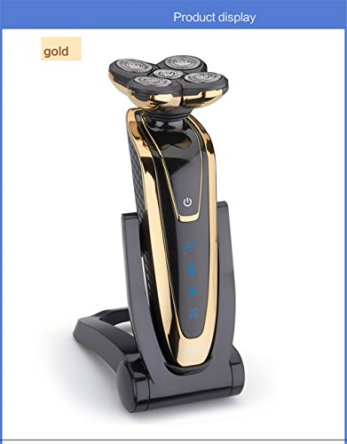 Electric Shaver Washable Rechargeable Rotary Razor 5D Floating Blades Beard Trimmer Gold