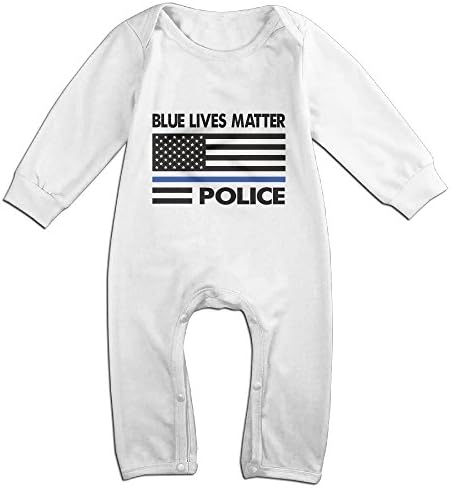 Blue Lives Matter Usa Flag Police Romper,6-24 Month Toddler Onesie,infant Bodysuit Long Sleeve White 24 Months