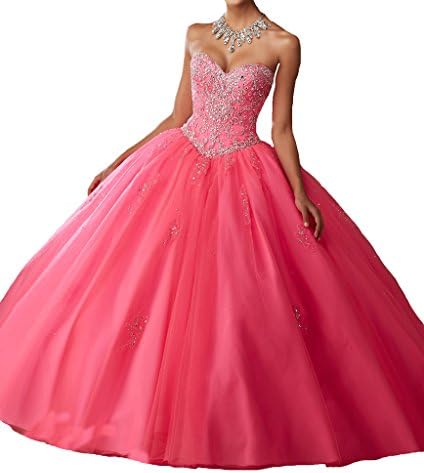 YOGHOURT Women's Strapless Dimond Ruffled Sweet 15 Pageant Quinceanera Dresses 14 US Pink