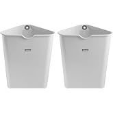 2 Pcs Triangle Space-saving Trash Can for Corner, 2.6 Gallon Small Plastic Garbage Bin for Kitchen, Bathroom, RV, Coffee Bar, Slim Wastebasket Triangular Container for Narrow Spaces (2 Pack Gray)