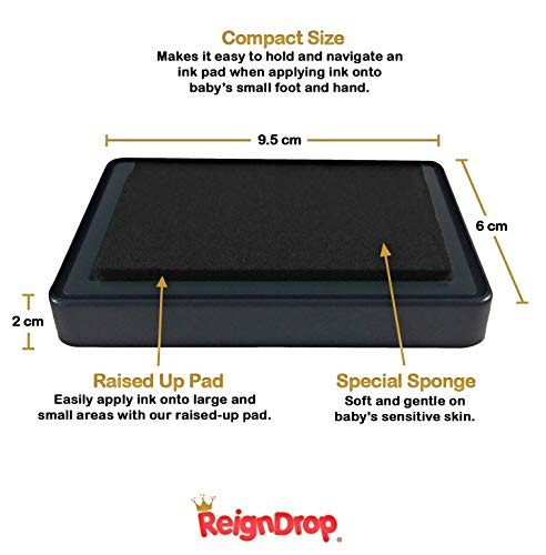 ReignDrop Ink Pad for Baby Footprint, Handprint, Create Impressive Keepsake Stamp, Non-Toxic and Acid-Free Ink, Easy to Wipe and Wash Off Skin, Smudge Proof, Long Lasting Keepsakes (Red) - Thumbnail 2