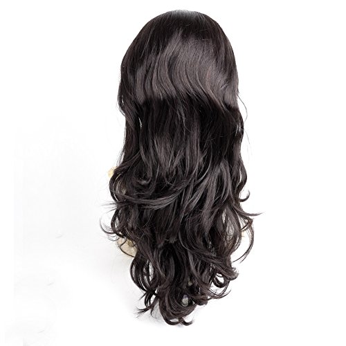 Ty.Hermenlisa 28″ 195g Long Wavy Layered 3/4 Head Wig One Piece Clip in Synthetic Hair Extensions for Thick Volume Body Wave Women Weft Hairpiece Accessory Dark Brown