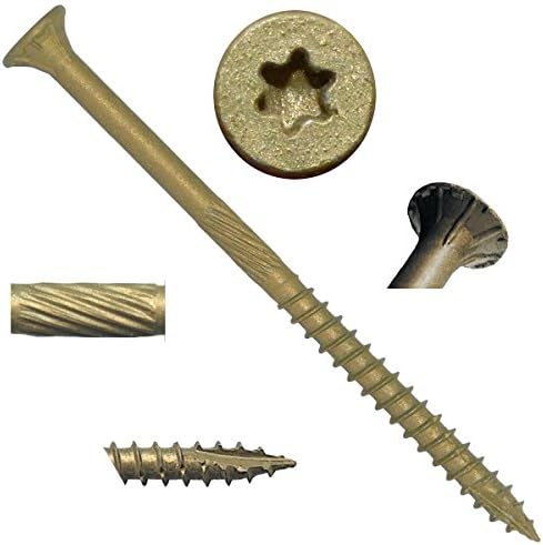 #10 x 3" Bronze Star Exterior Coated Wood Screw Torx/Star Drive Head (Bulk Box) - Multipurpose Exterior Coated Torx/Star Drive Wood Screws