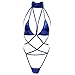 Fashion Story Women's Sexy Clubwear Faux Leather Lingerie Set Blue