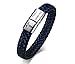 VNOX Blue Braided Leather Type 1 Diabetes Medical Symbol Caduceus with Stainless Steel Cuff Wristband Bracelet