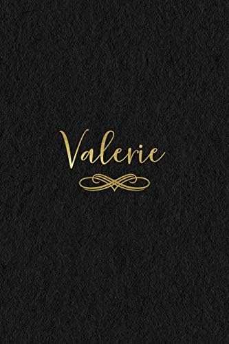 Valerie: Personalized Journal to Write In | Black Gold Custom Name Line Notebook