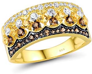 Santuzza Brown Spinel Wedding Band Ring 925 Sterling Silver White Cubic Zirconia Statement Rings Fine Jewelry For Women, Metal, not known price in Saudi Arabia | Amazon Saudi Arabia