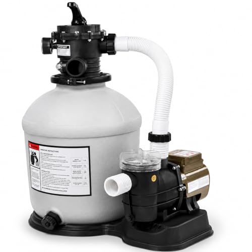 XtremepowerUS 16" Sand Filter Pump for Above Ground Swimming Pool, 3/4 HP 3,100 GPH Pool Pump with 24-Hour Timer, 6-Way Multi-Port Valve, Up to 15,000 Gallons