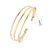 SENFAI European Trendy Multilevel Exaggerated Copper Wide Bangle Open Hollow Women Big Bangles