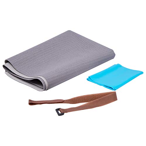 FrenzyBird 1mm Travel Yoga Mat/Towel with Mat Bind and Elastic String,Non-Slip,Light Weighted,Foldable,Eco Friendly,Ideal for Hot Yoga,Bikram,Pilates,Barre, Sweat