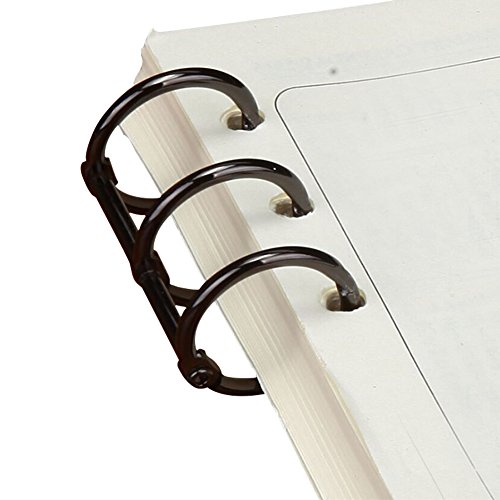 Exttlliy 10Pcs Metal Loose Leaf Binder 3-Ring Binding Spines Combs Calendar Round Circle Notebook Binding Rings (Black, 0.59 Inch Inner Diamater) - Thumbnail 7