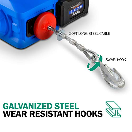 Landworks Electric Towing Winch Hoist Portable Cordless 1000 lbs 1/2 Ton Max Weight Brushless Motor Li-Ion Battery Powered 20' Foot Steel Braided Cable for Off Road ATV Truck Boat Trailer Hunting - Image 3