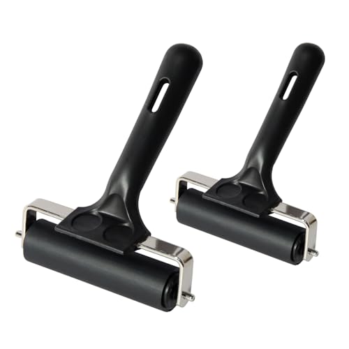 4-inch Rubber Roller with Handle, Rubber Roller braiding Roller, Rubber Drum Printing, bonding and Stamping Tools (Original Version, Black) (3)