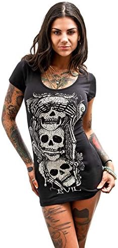 Sexy Women's Dress Short Sleeves Skull Printed Summer Vintage Mini Package Hip Dress
