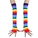 Colorful Rainbow Stripe Leggings Long Knit Gloves Socks Set Party Costume Accessory