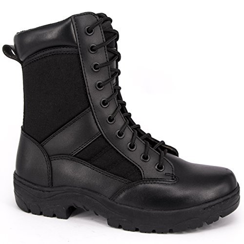 WIDEWAY Men's 8'' Inch Military Tactical Boots Full Grain Leather Police Duty Water Resistant