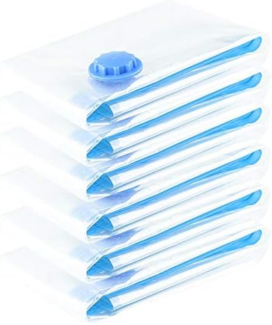 Mydadz Portable Vacuum Waterproof Compression Bag Clothes Comforters Pillows Curtains Blankets Vacuum Storage Bag Pack of 6 with Free Hand Pump