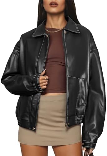 Jacket for Women's Faux Leather Cool Cropped Coat Fashion Fall