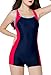 BeautyIns Womens One Piece Swimsuit Boyleg Swimwear Sports Boy short Swimming Costume, Red, US size: 6 (Tag size: 40)