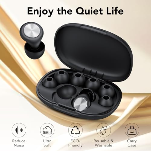 2026 Ear Plugs for Sleeping, 45 dB Reusable Hearing Protection, Noise Reducing Earplugs for Sleep, Ear Plugs Soft and Comfortable for Sleeping, Travel, Concentration, Plane, Concerts