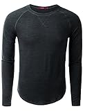 Doublju Mens Long Sleeve Crewneck Raglan Pullover Sweatshirt