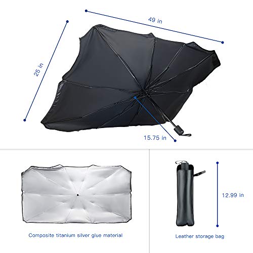 LaSyL Car Windshield Sun Shade Umbrella, Block UV Rays Sun Protector