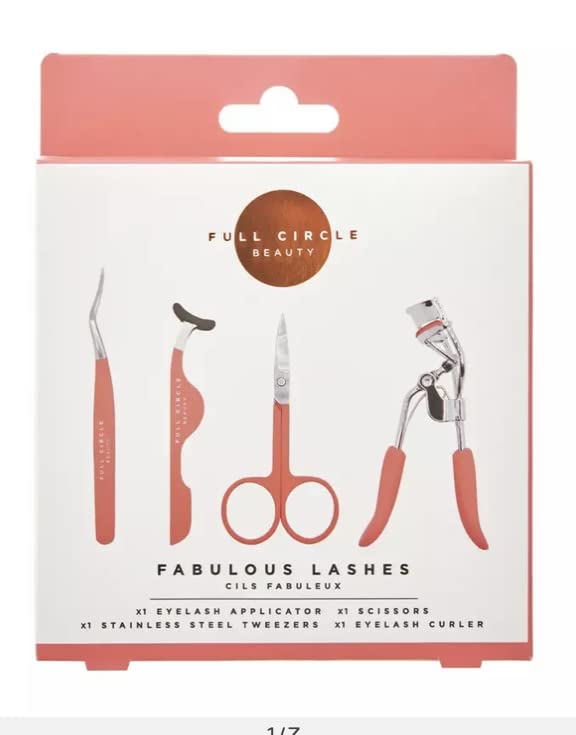 Full Circle Beauty Fabulous Lashes, Eyelashes Applicator Tools Set 4pcs Kit, Eye lashes Curlers, Strip Lash Applicator, Stainless Steel Tweezers, Scissor False Lashes Tool Set