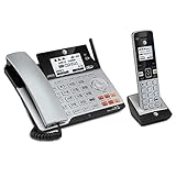 AT&T TL86103 DECT 6.0 Connect to Cell 2 Line Answering System with Caller ID/Call Waiting, 1 Corded & 1 Cordless Handset, Silver/Black
