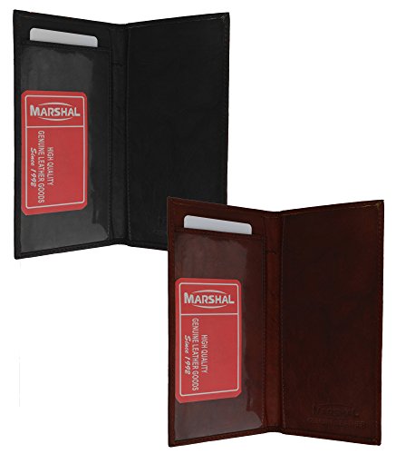 Marshal Checkbook Covers - Set of 2 - Genuine Leather (Black-Burgundy)