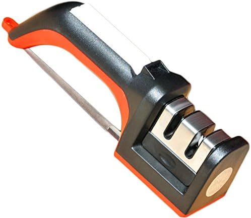 Npingxia Professional Knife Sharpener for Straight and Serrated Knives, 2 Stage Diamond Coated Sharpening Wheel System (black)