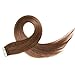 20 inch Skin Weft Tape in Straight Human Hair Extensions Double Sided Tape Remy Hair 20pcs 50g/pack (#6) Chestnut Brown