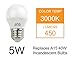 J.LUMI BPC4505 LED Light Bulb 5W, 40W Equivalent, 3000K Warm White, E26 Medium Base, NOT DIMMABLE, 1-Pack