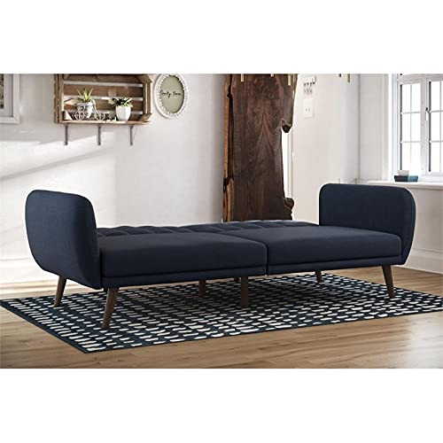 Novogratz Brittany Sofa Futon, Premium Linen Upholstery and Wooden Legs, Blue Linen Pricepulse
