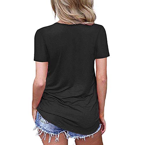 image for Behkiuoda Women V-Neck Shirt Short Sleeve T-Shirt Summer Cross Tops Bl
