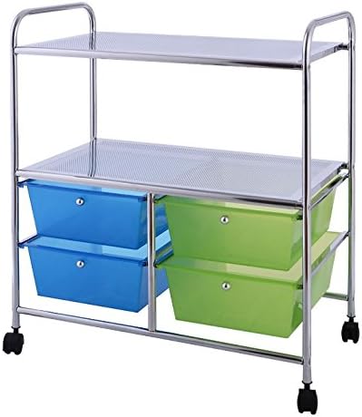 Craft Storage Cart With Wheels - 4 Drawer Bundle w Multiple Compartments Organizer Case