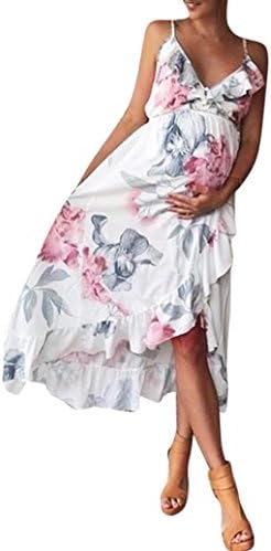 Pregnant Dress,WensLTD Fashion Floral Falbala Pregnant Dress for Maternity Clothes (M, White)