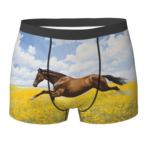 SYHEART Horses Running Art Print Men'S Boxer Briefs With Elastic Comfort Fit Design For All-Day Wear