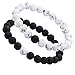 Couples His & Hers Bracelet Black Matte Agate & White Howlite 8mm Beads Bracelet Crown Bracelet Friendship Relationship Bracelet