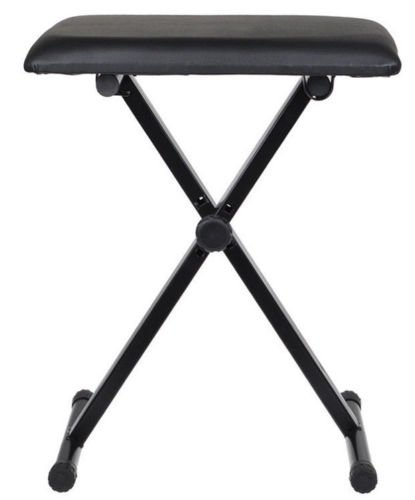 Black Adjustable Piano Keyboard Bench Leather Padded Seat Folding Stool Chair