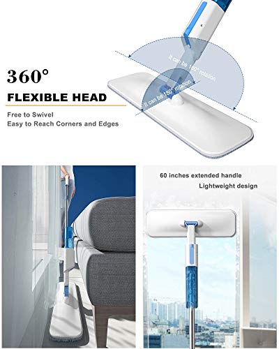 Microfiber Spray Mop for Floor Cleaning,AYOTEE Hardwood Floor Mop with 30Pcs Floor Cleaning Slices,3 Washable Mop Pads,1 Refillable Spray Bottle,Dust Mop Wet Mop for Laminate,Hardwood,Ceramic,Tile