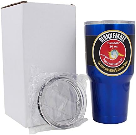 Premium Tumbler | 30 Oz Stainless Steel Travel Rambler Cup | Vacuum Insulated Coffee Mug | 2 Anti Splash Lids (1 Standard &amp; 1 Sliding) | Works Great For Hot Beverages | Keeps Ice Longer - Blue