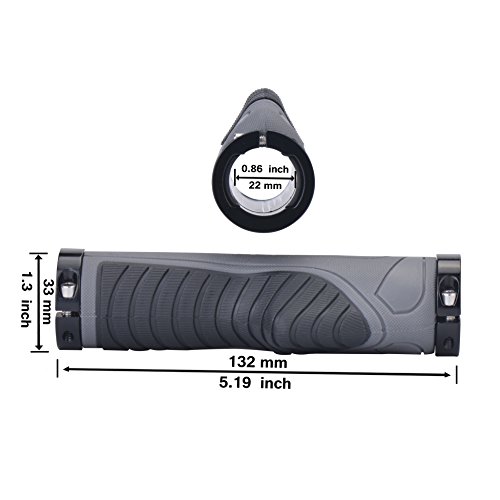 Zukam MTB BMX Bicycle Handlebar Grips Taps Ergonomic Design Widen Holding Surface Double Lock on olding Surface Double Lock on Anti-slip (Gray/Black)