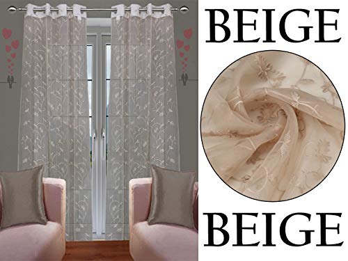 Jvin Fab Floral Embroidery Organza Sheer Curtains See Through