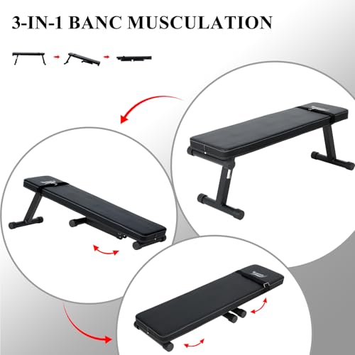 Novonova Flat Bench, Folding Weight Bench, Folding Training Bench, Multifunctional Adjustable Weight Bench Reclining Weight Bench, Abdominal / Back / Lumbar Bench Max Load 150kg