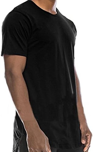 HongXander Summer Men's Cotton T-Shirt Basic Crew Neck Hip Hop Solid Slim T-shirt (XL, Black)